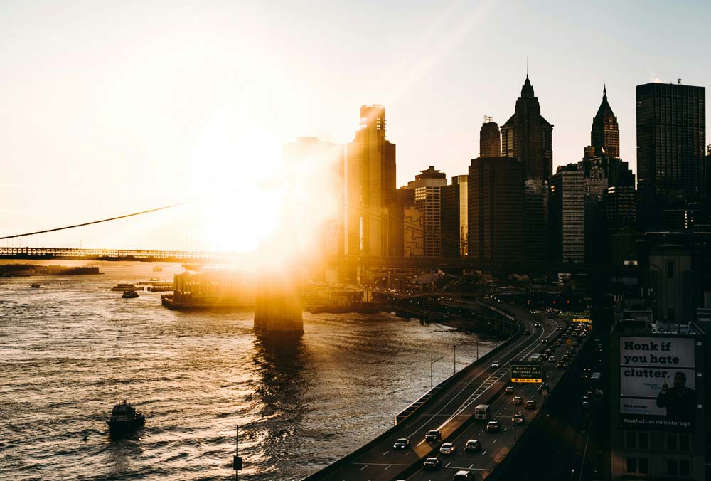 Sunshine over city scape